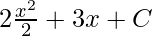 2\frac{x^2}{2} + 3x + C