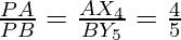 \frac{PA}{PB}=\frac{AX_4}{BY_5}=\frac{4}{5}