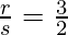 Rendered by QuickLaTeX.com ⇒ \frac{r}{s}=\frac{3}{2}