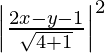Rendered by QuickLaTeX.com \left| \frac{2x - y - 1}{\sqrt{4 + 1}} \right|^2