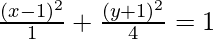 Rendered by QuickLaTeX.com \frac{(x-1)^2}{1}+\frac{(y+1)^2}{4}=1