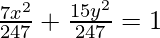 Rendered by QuickLaTeX.com \frac{7x^2}{247}+\frac{15y^2}{247}=1