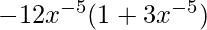 Rendered by QuickLaTeX.com -12x^{-5}(1+3x^{-5})