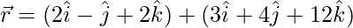 Rendered by QuickLaTeX.com \vec{r}=(2\hat{i}-\hat{j}+2\hat{k})+λ(3\hat{i}+4\hat{j}+12\hat{k})