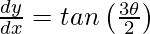 由 QuickLaTeX.com 渲染 \frac{dy}{dx}=tan\left(\frac{3\theta}{2}\right)