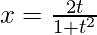 Rendered by QuickLaTeX.com x=\frac{2t}{1+t^2}
