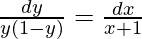 Rendered by QuickLaTeX.com ∫\frac{dy}{y(1-y)}=∫\frac{dx}{x+1}
