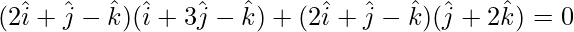 Rendered by QuickLaTeX.com (2\hat{i}+\hat{j}-\hat{k})(\hat{i}+3\hat{j}-\hat{k})+λ(2\hat{i}+\hat{j}-\hat{k})(\hat{j}+2\hat{k})=0