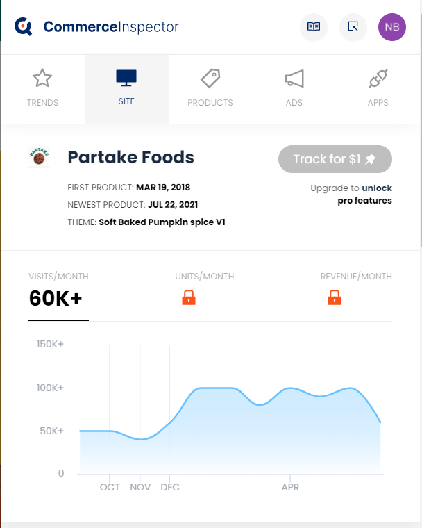 在 Partake Foods 网站上使用 Commerce Inspector