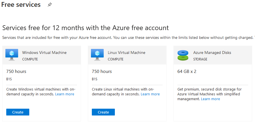Azure 免费服务