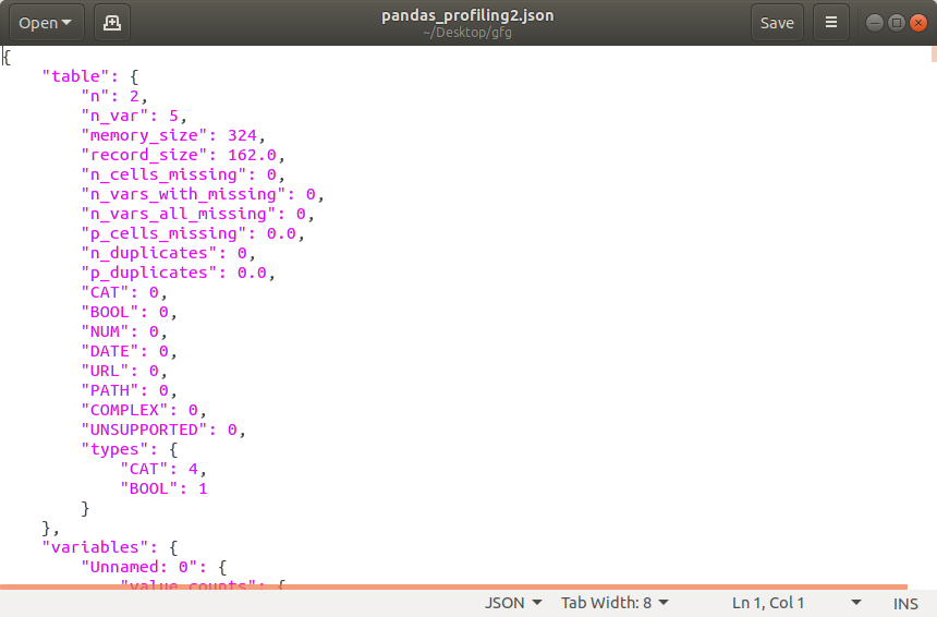 python-data-profiling-json 文件