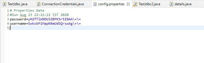 Java中的数据库加密 - 可以在配置属性文件中看到加密的用户名和密码