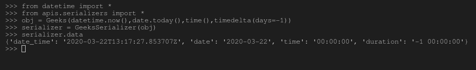 序列化程序中的日期和时间字段-Django-REST-Farmweork
