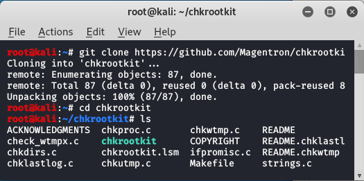 在 Kali Linux 中使用 Chkrootkit 和 rkhunter 检测/检查 Rootkit