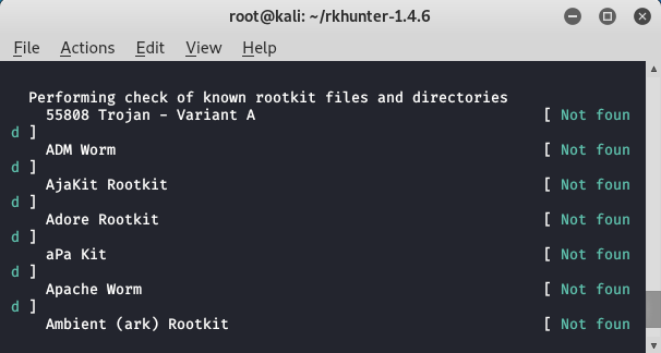 在 Kali Linux 中使用 Chkrootkit 和 rkhunter 检测/检查 Rootkit