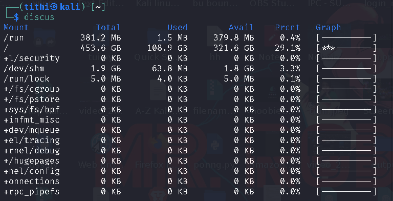 Discus 显示 Linux 中的彩色磁盘空间使用情况