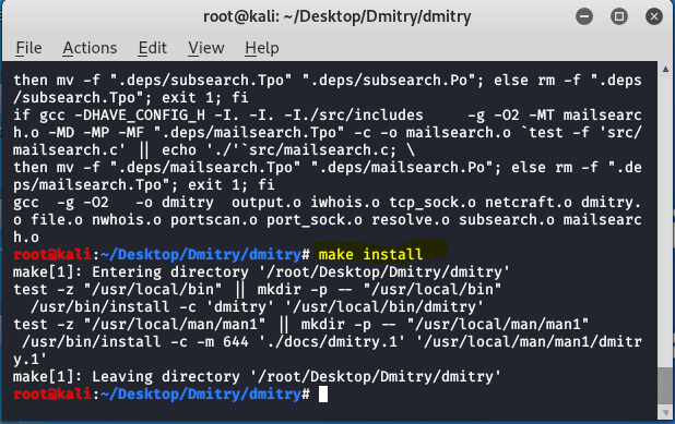 Kali Linux 中的 Dmitry 工具 |被动信息收集工具。