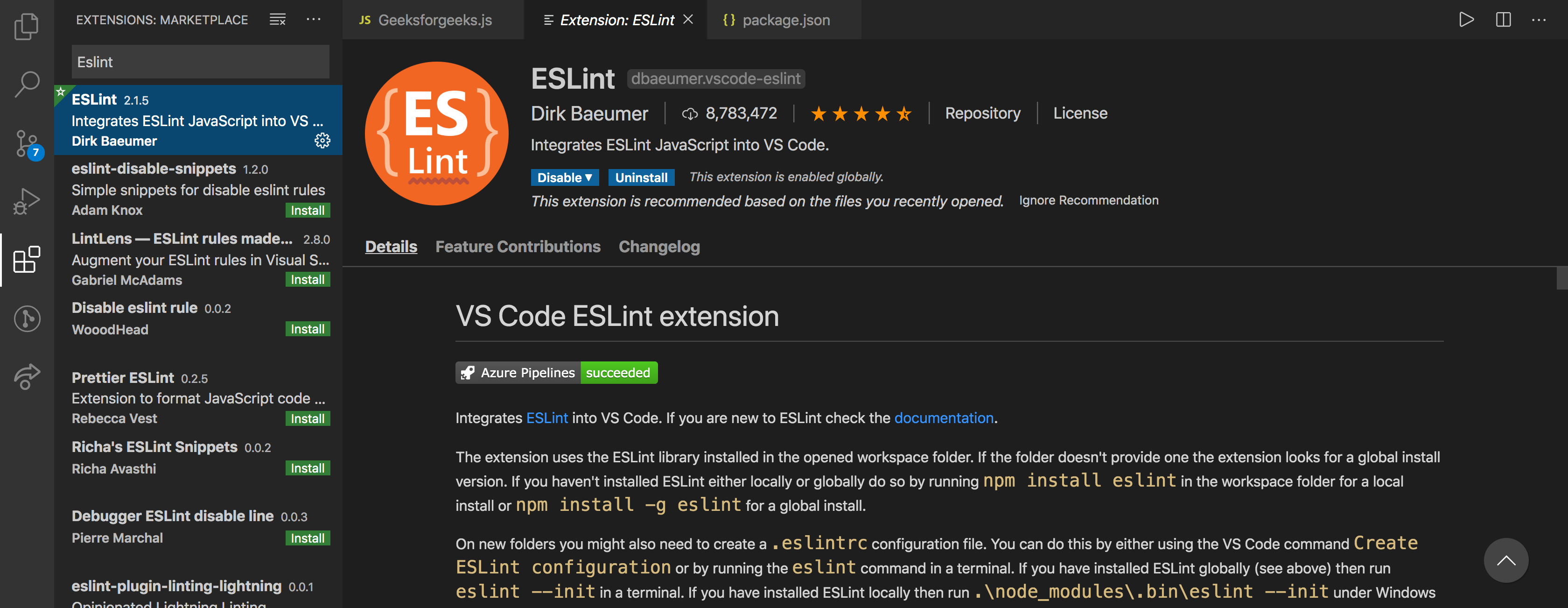 ESLint VScode 扩展