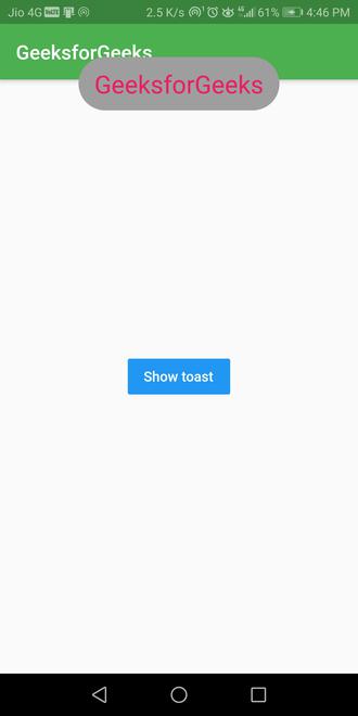 fluttertoast in flutter with weight and text color set