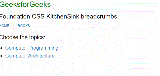 基础 CSS 厨房水槽面包屑