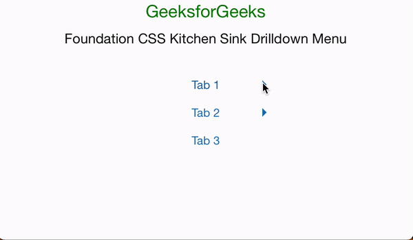 基础 CSS 厨房水槽向下钻取菜单