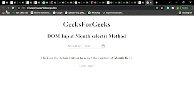 HTML DOM 输入月份 select() 方法