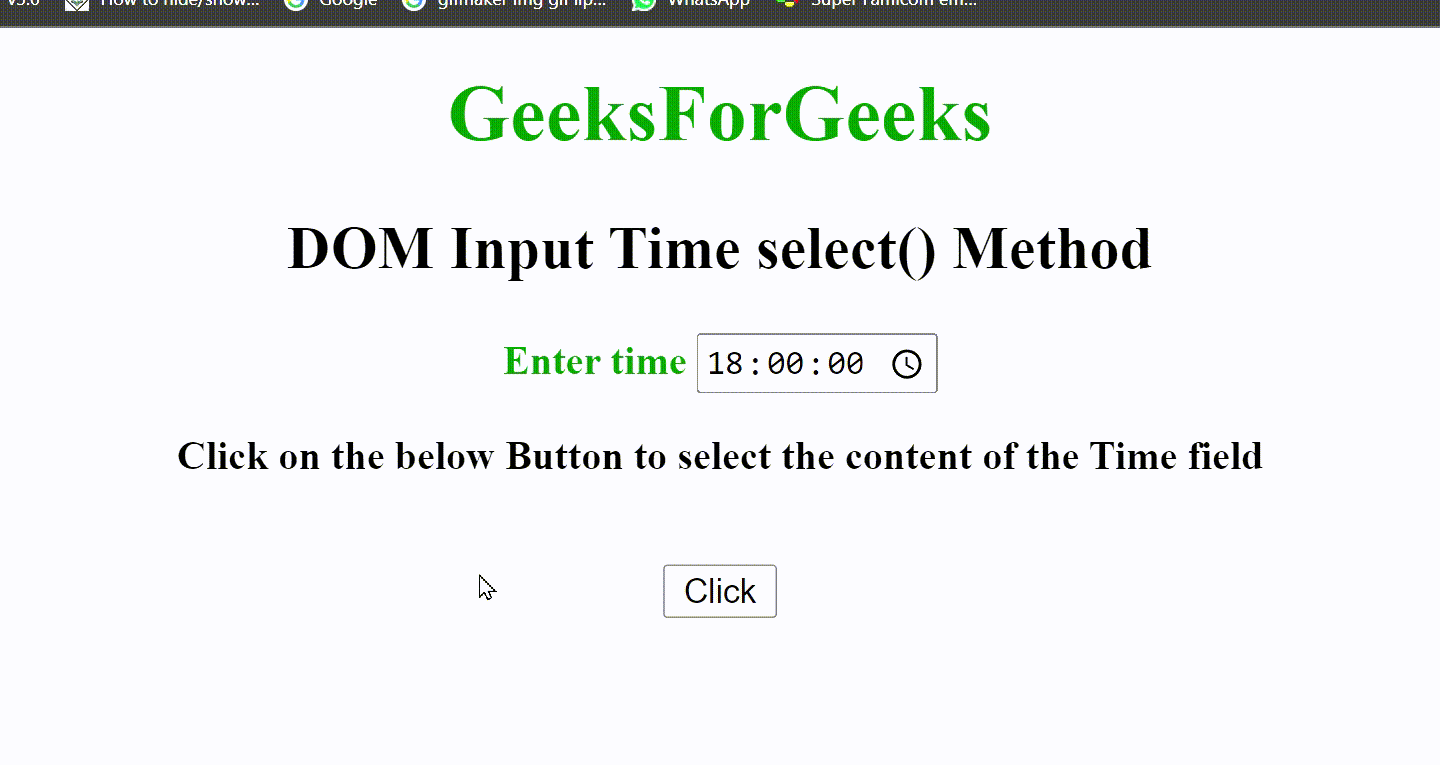 HTML DOM 输入时间 select() 方法