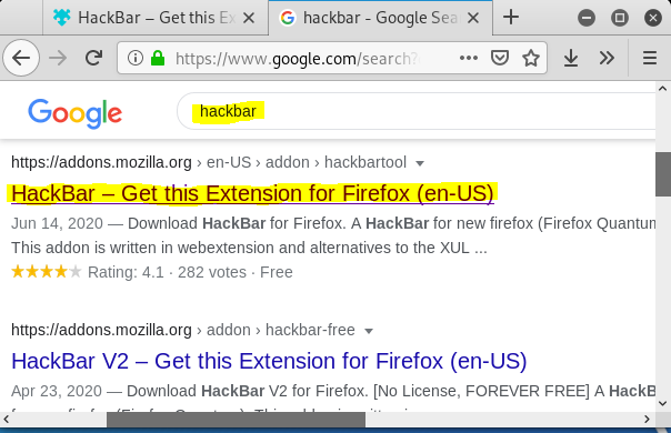 kali linux 中 firefox 的 Hackbar 扩展。