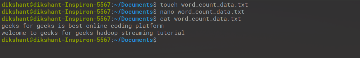 创建一个名为 word_count_data.txt 的文件