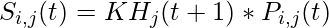 S_{i,j}(t) = KH_j(t+1)*P_{i,j}(t)