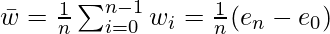 \bar{w}=\frac1n\sum_{i=0}^{n-1}w_i=\frac1n(e_n-e_0)