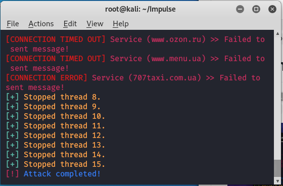 Kali Linux 中的 Impulse -拒绝服务工具包