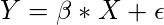   Y  = \beta * X + \epsilon  