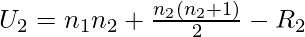 U_2 = n_{1}n_{2} +\frac{n_{2}\left ( n_{2}+1 \right )}{2} - R_{2}