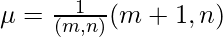 \mu = \frac{1}{\Beta(m,n)} \Beta(m+1,n)