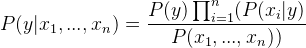 朴素贝叶斯分类器方程