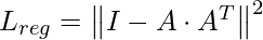 L_{reg} =  \left \| I - A\cdot A^{T} \right \|^{2} 