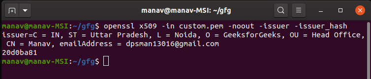 在 Linux 中使用 openssl 命令检查证书的哈希值