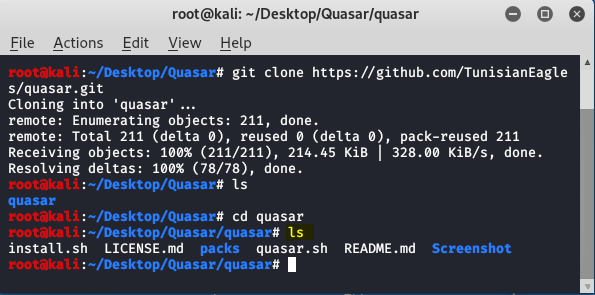 Quasar – Kali Linux 中的开源信息收集工具