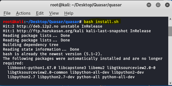 Quasar – Kali Linux 中的开源信息收集工具