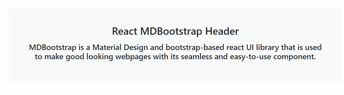 ReactJS MDBootstrap 标头组件