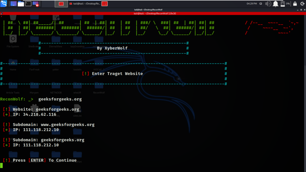 Reconwolf - Linux 中的 Web 足迹工具