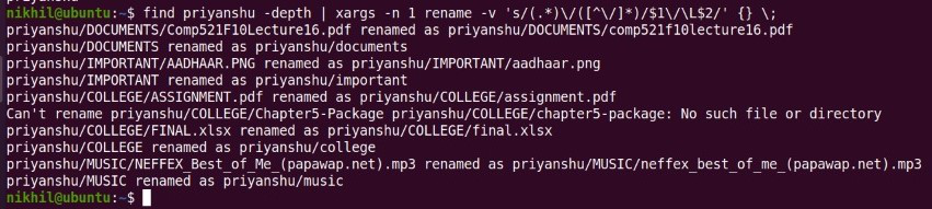 在 Linux 中将所有文件和目录名称重命名为小写