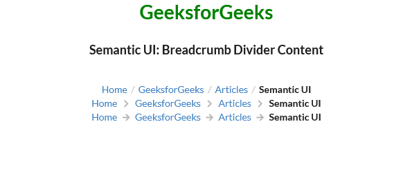 Semantic-UI 面包屑分隔符内容