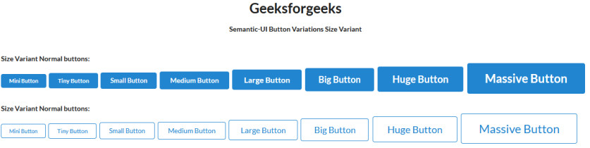 Semantic-UI 按钮变体大小变体