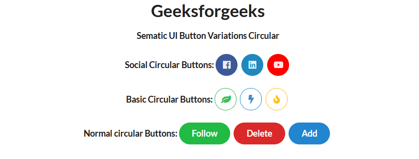 Semantic-UI 按钮变体圆形按钮