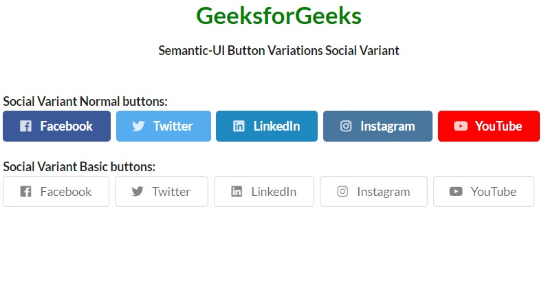 Semantic-UI 按钮变体社交变体