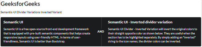 Semantic-UI Divider Variations Inverted Variant