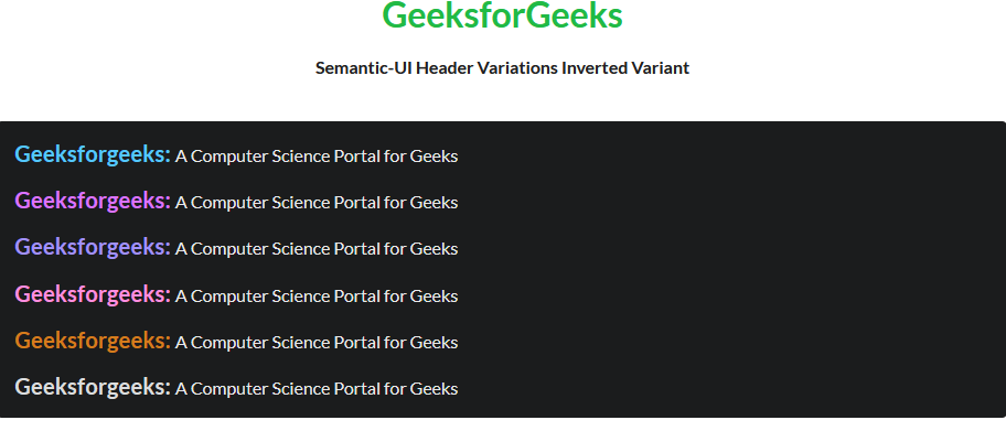 Semantic-UI Header Variations Inverted Variant