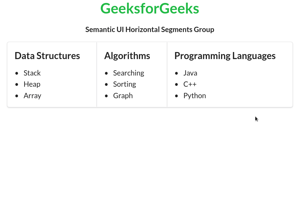 Semantic-UI 水平段组